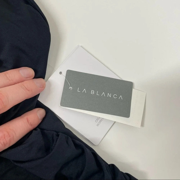 NEW La Blanca Island Goddess Lingerie One Piece Swimsuit Solid Black Size 2 - Picture 5 of 8